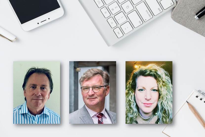Drie portretfoto's van Alex Maas, John van de Rijt en Femke Sparreboom