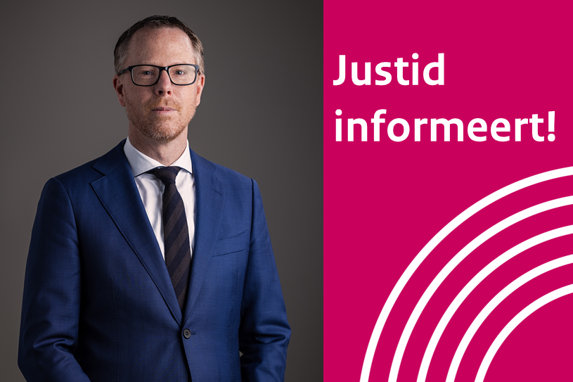 Foto van Leo Peereboom naast de tekst 'Justid informeert!'