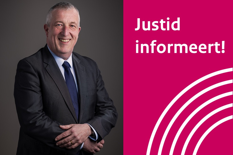 Foto van Peter Don naast de tekst 'Justid informeert!'
